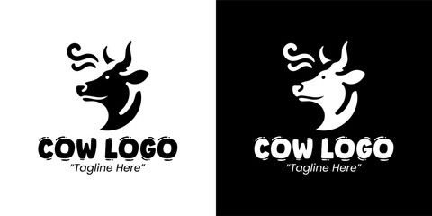 Fototapeta premium Professional Black and White Cow Logo Design for Branding in Dairy and Farming Industry