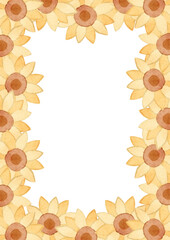 watercolor cute sunflower background illustration14