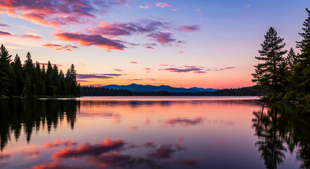 Fototapeta premium sunset over lake