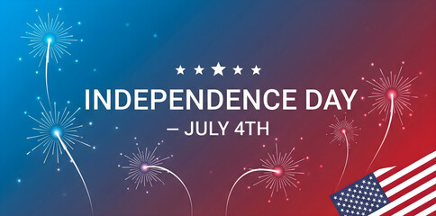 Independence Day Fireworks Background with American Flag – July 4th Celebration Design