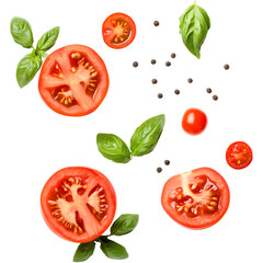 tomato with basil and pepper