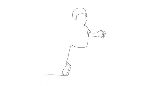 Animated child first step concept one-line drawing