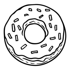 Cartoon Donut Outline Vector Graphic Isolated