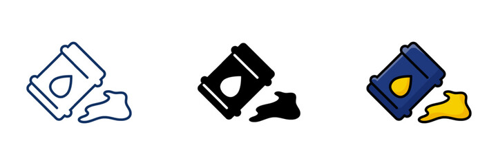 Set of Oil Spill Icon. Editable Stroke Oil Spill Symbol