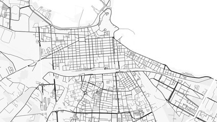 Bari City Map. Minimalist black and white line art poster for printing, wallpaper, wall art for home and office decor