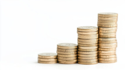 Stacked coins representing financial growth and investment potential. arrangement showcases increasing value and prosperity