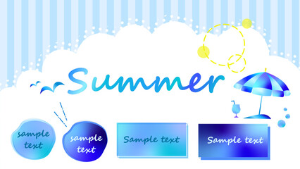 Bright Summer Vector Background with Cloud, Umbrella and Text Space