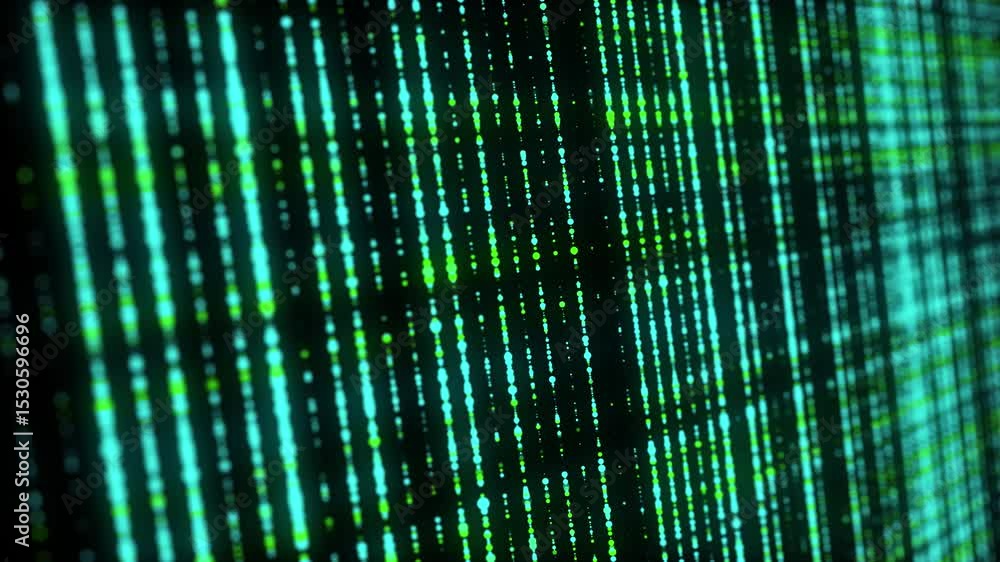 Poster digital green matrix. futuristic dots background. cyber texture with particles different size. techn