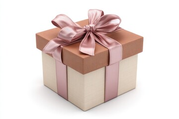 Obraz premium Square gift box with rose-gold ribbon