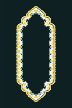 Eslimi Tazhib floral vector text box in traditional Iranian art style, featuring intricate decorative patterns and ornamental design elements.