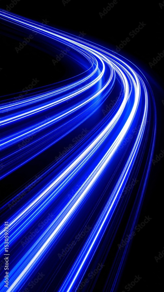 Wall mural abstract motion background of colorful light trails on a highway, creating a glowing, dynamic wave d