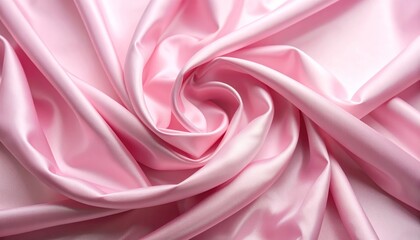 Obraz premium Luxurious pink satin fabric with a soft, smooth texture and elegant, romantic drapery creates a shiny, wavy backdrop