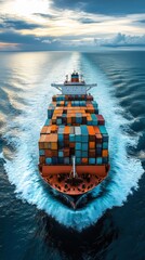 Big ship logistic  with container in the ocean 