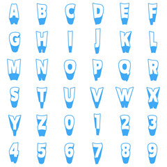 水色立体フォントセット（英数字）