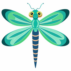 Detailed Dragonfly Illustration with Vibrant Colors on a Clean White Background Perfect for Nature Themed Designs and Creative Projects
