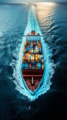 Big ship logistic  with container in the ocean 