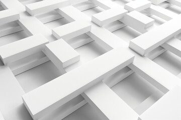 White Abstract 3D Geometry with Shadows