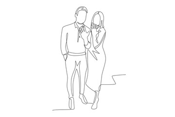 Wedding concept one-line drawing