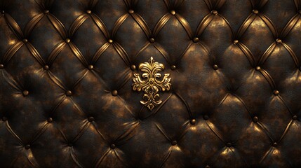 Luxurious leather upholstery with ornate detailing in a vintage style interior design