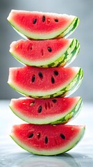 Stacked watermelon slices, studio shot, summer, food, background blur, recipe