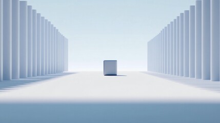 Obraz premium Cube in Columned Hallway