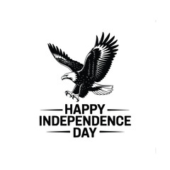Vector silhouette art of  happy independence day and eagle flight 
 