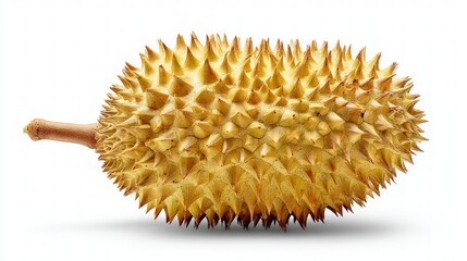 Single Ripe Durian Fruit Isolated On White Background