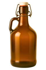 Elegant amber glass jug with swing-top lid design on a transparent background