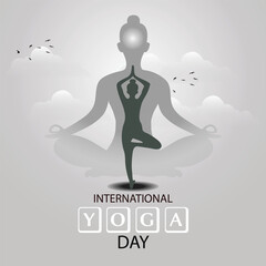 International Yoga Day Silhouette of a person meditating