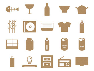 リサイクルイラストのセットA_コルク模様