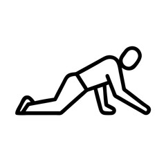 Human figure crawling on hands and knees in a minimalist style  