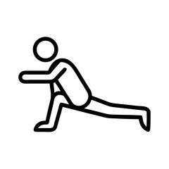 Stick figure performing a stretching exercise in a simple design  