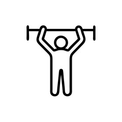 Simple line illustration of a person lifting a barbell in gym  