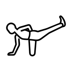 Outline of a person practicing yoga with one leg raised in balance  