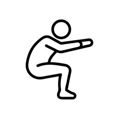 Line drawing of a person performing a squat exercise  