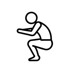 Stick figure performing a squat exercise in minimalist style  
