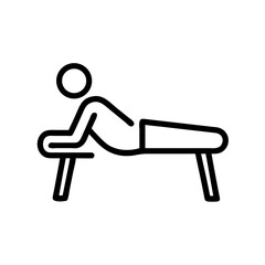 Simple outline of a person lying on a bench in a relaxed position  