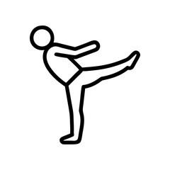 Stick figure performing a yoga pose with one leg raised  