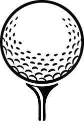 Golf ball vector icon. black and white