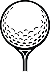 Golf ball vector icon. black and white