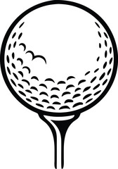 Golf ball vector icon. black and white