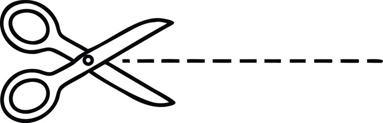 scissors icon set with cut line on white background