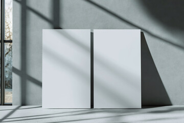 Blank flyers on a textured wall in natural light