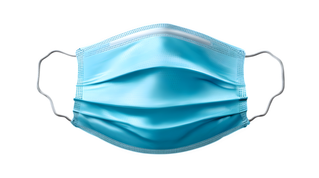 Face mask medical style stretched out isolated on transparent background