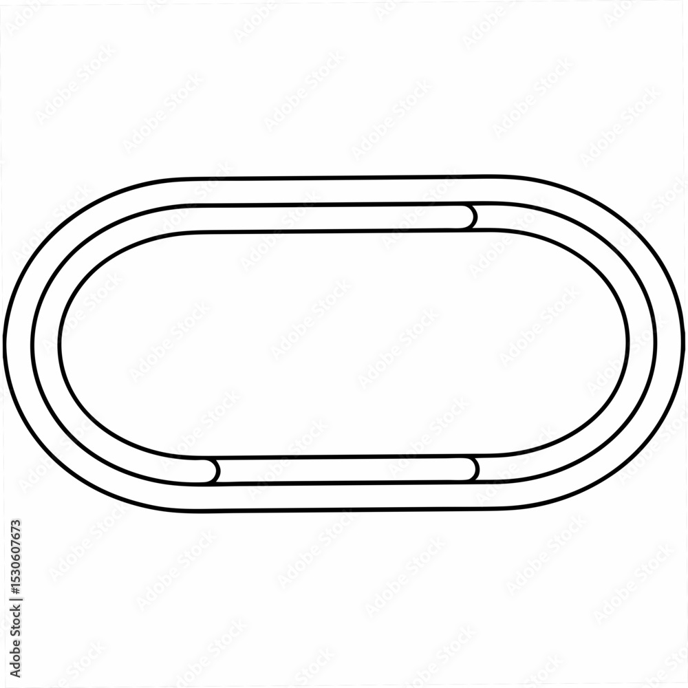 Aufkleber oval running track lanes diagram isolated on white background simple black line art track and field 