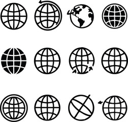 Earth vector icons set. global communication icon set, vector