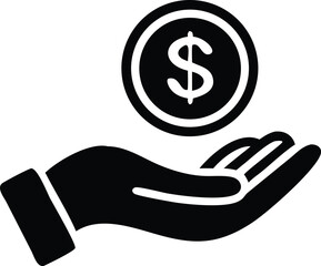 Pictograph of money in hand icon. hand holding money vector illustration