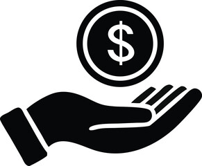Pictograph of money in hand icon. hand holding money vector illustration