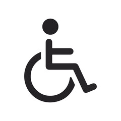 flat vector icon of health and medical equipment, wheelchair, suitable for design and infographic applications