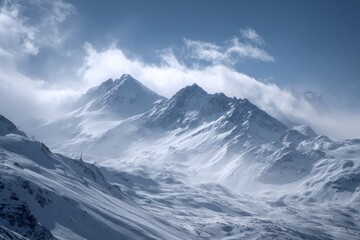 Snowy Alpine Mountain Range Landscape